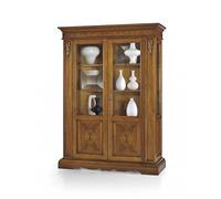 Mar.c.a. Design, Vitrina Salon, Vitrina Exposidora de Madera, Nogal - Alacena de Cocina y Mueble Salon con Estantes y Puertas - Mueble Cocina Multiuso 155x48x210H, Estilo Clásico - Made in Italy
