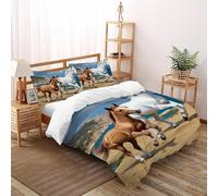 Mar de Caballos Funda De Edredón 3 Piezas 3D Impresa Aesthetic Coastal Animals con Funda Almohada Super King（260x220cm） Microfibra Juego De Ropa De Cama para para Niñosy Hombres