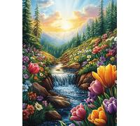 Mar de Flores del Valle Puzzle 500 Piezas Cartón Resistente para Parejas Cuentos de Hadas de Animales y Plantas Entretenimiento En Casa Relajación Mental Regalo Aniversario 500 PCS