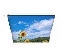 Mar De Girasol Y Cielo Azul Nubes Blancas, Bolsa de artículos de tocador Bolsa de Maquillaje Bolsa de cosméticos Bolsa de artículos de tocador de Viaje portátil