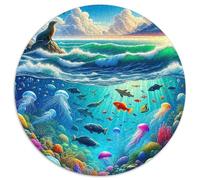 Mar de ilusiones Rompecabezas Redondo 1000p Adultos-Niños El mar Circular Puzzle Niños: Intelectual Desafío Aliviar Estrés Kinder 1000pcs (67.5x67.5cm)
