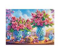 Mar de Rosas de Primavera Puzzle 500 Piezas Desafío Intelectual 3D Realista Vase Rose Table Rompecabezas para Hombres Y Mujeres Obra De Arte Colorido Decoración Hogar 500 PCS