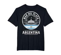 Mar del Plata Argentina Diseño De Viajes Camiseta, Hombre Tallas Grandes, Negro, 4X Alto