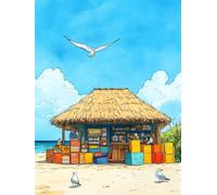 mar Diamond Painting Adultos Cabaña Kit Punto de Cruz, 5D DIY Cuadro Diamantes Manualidades Niños Pintura Diamante Kit Bordado, Regalos Originales para Mujer, Home Decoration, 60x80cm a-32