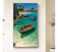 Mar Diamond Painting Adultos, Diamond Painting Bote Pintura de Diamante para Niños DIY 5D Cristal Strass Bordado Punto de Cruz Puzzle Dibujos con Diamantes Kit para Decoración Hogar 40x80cm o2-30tb