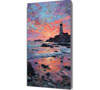 Mar Diamond Painting Adultos, Faro Cuadros de Diamantes, 5D Puzzle Diamantes Cuadros en Punto de Cruz Diamond Art Painting Kit, Hobby Ccreativi Adulti, Decoración Pared Hogar Regalo 60x120cm bd8-7z