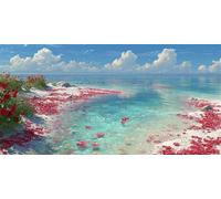 Mar Diamond Painting Adultos, Pétalos 5D DIY Punto de Cruz Art, Niños Pintura de Diamante Kit, Cristal Painting Art Artesanías, para Regalos de Decoración de Paredes Del Hogar 100x200cm z-189