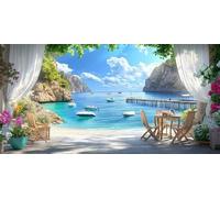 Mar Diamond Painting Kit Completo 180x90 cm, 5D Diamond Painting Paisajes Pintura de Diamante Grande para Adultos, Kit Punto de Cruz Diamante Pintar con Diamantes, Decoración de Pared (WL462)
