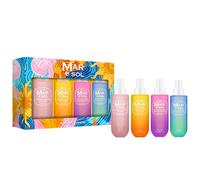Mar e Sol Body Mist - Set de regalo para mujer (4 x 40 ml) - Caramelo macadamia y vainilla, nardo radiante y crema de coco, caramelo salado y pistacho, ramo de sol y frutas picantes - Hasta 6 horas de