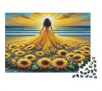 Mar Girasol Puzzles Imposible,desafío para Adultos Mirando atrás Mujer Juego Educativo 1000 Piezas Obra De Arte De Juego De para Adultos Y Niños 1000pcs (75x50cm)