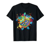 Mar Tortuga Mandala Colorido Océano Vida Silv Camiseta gráfica económica, Hombre, Negro, L