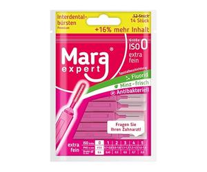 Mara Expert - Cepillos de dientes para los espacios interdentales con sabor a menta, recubiertos de flúor y clorhexidina, aliento fresco, consulte con su dentista
