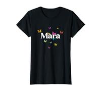 MARA - Hermoso nombre de niña con mariposas coloridas Camiseta