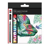 Marabu 01460000000104 - Fineliner Graphix, set Hypnotize, 24 colores brillantes, grosor de trazo aprox. 0,5 mm, tinta de pigmento a base de agua, punta de plástico revestida de metal
