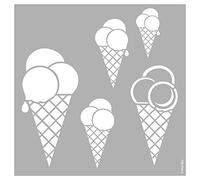 Marabu 0277000000072 - Plantilla de Estarcido Cortada con láser, Resistente, sin PVC, para Uso en Paredes, Muebles y Textiles, Reutilizable, Aprox. 33 x 33 cm, Conos de Helado