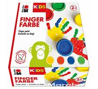 Marabu 03030 000 00080 Azul, Verde, Rojo, Amarillo pintura de dedos lavable - Pintura lavable para pintar con dedos (Multicolor, 4 pieza(s), Azul, Verde, Rojo, Amarillo, 100 ml, 400 ml, Alrededor)