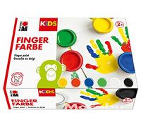 Marabu 0303000000081 - Juego de pintura para dedos para niños con 6 colores brillantes de 100 ml, sin parabenos, vegana, sin lactosa, sin gluten, adecuada para pintar en guardería, escuela, terapia y