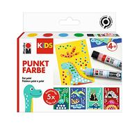 Marabu 0311000000101 - Kids Dot Pen Set Dino 4 X 25 Ml, Pintura de Puntos A Base de Agua, Seca Mate y En Relieve, para El Diseño de Cuadros Coloridos con La Técnica de Pintura de Puntos