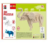 Marabu 0317000000024 Kids - Puzzle de Madera (27 Piezas), diseño de Elefante 16 x 13 cm, Color marrón