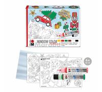 Marabu 0406000013908 - Window Color fun & fancy "XMAS Traditional" pintura al agua para ventanas, 6 rotuladores con 25 ml de pintura cada uno, plantilla de pintura A3 y película de pintura A4