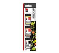 Marabu 1273000000200 Glow in the Dark Set Stars 3 x 15 ml, a base de agua, resistente a las manchas y a la luz, para pinceles, espátulas y plantillas, multicolor