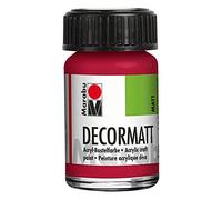 Marabu 14010039032 - Decormatt Acrílico Rojo carmín 032, 15 ml, pintura acrílica mate aterciopelada al agua, cremosa y de color intenso, resistente a la saliva y a la intemperie
