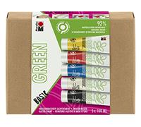 Marabu 145000000080 1450000000080-GREEN LINE - Pintura alquídica (5 x 100 ml, mate, resistente a la luz, resistente a la intemperie, 92% de materias primas naturales, multicolor