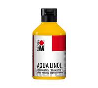 Marabu 15100013021 - Tinta de linóleo a base de agua, resistente a los borrones, amarillo medio, 250 ml, para todas las técnicas tipográficas en la escuela, el ocio y la gráfica