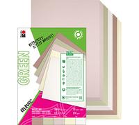 Marabu 1612000000600 Green Line-Bloc de Papel (DIN A4, 20 Hojas, coloración Natural, 5 Colores, Mate, 250 g/m², sin ácido y Carbono, Biodegradable), Multicolor