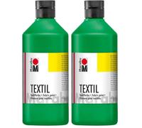 Marabu 17160075062 - Pintura textil verde claro 500 ml, pintura textil a base de agua, para tejidos ligeros, lavable hasta 60°C, tacto suave, fácil de fijar con la plancha o el horno (Paquete de 2)