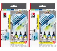 Marabu 1719000000084 - Fashion Spray Cool Denim, pintura en spray para textiles a base de agua, para textiles claros, fácil fijación, lavable hasta 40 °C, 3 x 100 ml de pintura y 25 ml Fashion Liner