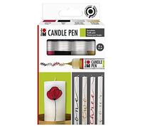 Marabu 1805000000086-Rotuladores Candle Pen, 4 x 25 ml Pintura al Agua, luz, inodora, Resistente a la Intemperie, para Decorar Velas fácilmente, Acrílica, Multicolor, One Size