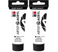 Marabu Artist 12200055970, Pintura acrílica acrílica blanca titanio 970, 22 ml (Paquete de 2)