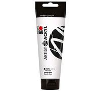 Marabu Artist de Color Blanco Titanio, 120 ml, Pintura acrílica Fina de Calidad artística, a Base de Agua, consistencia pastosa, Alta pigmentación, Muy Buen Brillo y opacidad, 120