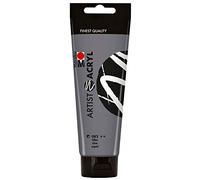 Marabu Artist, Plata 120 ml, Fina Pintura acrílica en Calidad artística, a Base de Agua, consistencia pastosa, Alta pigmentación, Muy Buena luminosidad y opacidad, talla única