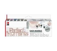 Marabu Easy Marble Pastell 13050000081 - Juego de 6 colores marmolados para marmolar fácilmente plástico, vidrio, madera, poliestireno y jaspeado plano de papel.