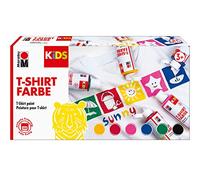 Marabu KiDS 0308000000001 - Rotuladores de color para pintar camisetas, 6 x 80 ml, pintura de tela para niños, para diseños creativos en tejidos claros, después de la fijación son lavable hasta 60 °C, ideal para niños