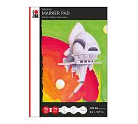 Marabu Pad Graphix DIN A4, Hojas de 75 g/m², Blanco, Liso, sin ácidos y Resistente al envejecimiento, para rotuladores y bolígrafos con Base de Alcohol