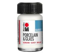 Marabu Pintura blanca brillante de porcelana cerámica y vidrio, 15 ml, para pintar y sellar, a base de agua, lavable, apta para lavavajillas