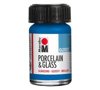 Marabu Pintura brillante de porcelana cerámica y vidrio, genciana, 15 ml, para pintar y sellar, a base de agua, lavable, apta para lavavajillas