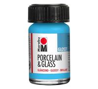Marabu Pintura brillante de porcelana para cerámica y vidrio, color azul claro, 15 ml, para pintar y sellar a base de agua, lavable, apta para lavavajillas