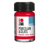 Marabu Pintura brillante de porcelana para cerámica y vidrio, color rojo cereza, 15 ml, para pintar y sellar a base de agua, lavable, apta para lavavajillas