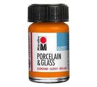 Marabu Pintura brillante de porcelana para cerámica y vidrio, naranja, 15 ml, para pintar y sellar, a base de agua, lavable, apta para lavavajillas