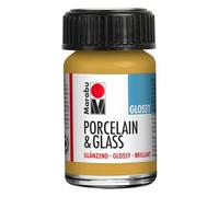 Marabu Pintura brillante de porcelana para cerámica y vidrio, oro metálico, 15 ml, para pintar y sellar, lavable, apta para lavavajillas