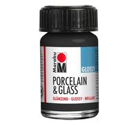 Marabu Pintura de porcelana para cerámica y vidrio, color negro, 15 ml, para pintar y sellar, a base de agua, lavable, apta para lavavajillas