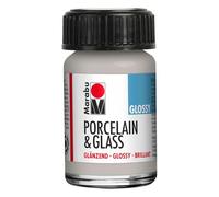 Marabu Pintura de porcelana para cerámica y vidrio, color plateado metálico, 15 ml, para pintar y sellar, lavable, apta para lavavajillas