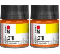 Marabu - Pintura Textil a Base de Agua, para Tejidos claros, Lavable hasta 60 °C, Tacto Suave, fácil fijación Mediante Planchado o Horno, Naranja, 50 ml (Paquete de 2)
