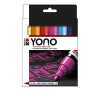Marabu Yono 124000004004 - Juego de rotuladores de 12 colores, rotuladores acrílicos versátiles con punta redonda japonesa de 1,5-3 mm, base de agua, resistentes a la luz y al agua