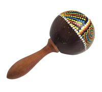 Maraca tradicional de cáscara de coco, práctico sonajero de percusión, mango de madera artística, ideal para amantes de la música y celebraciones