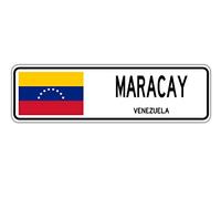 Maracay - Cartel de calle de Venezuela con bandera de Venezuela, ciudad, campo, carretera, pared, regalo, 10 x 40 cm
